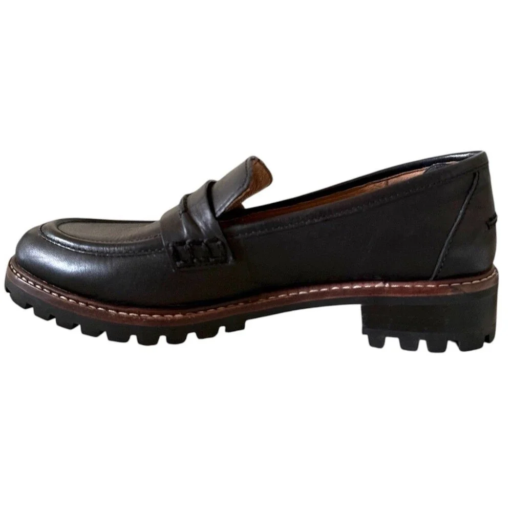 Madewell The Corinne Black Leather Lugsole Loafers Women’s Size 5.5